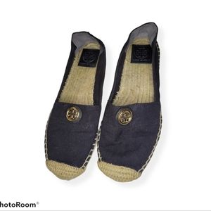 Tory burch black espadrilles slip on shoes